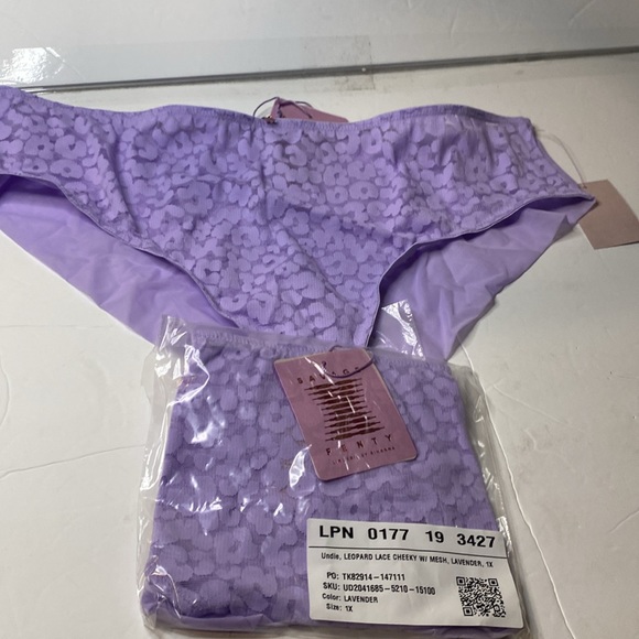 New Savage X Fenty lilac purple leopard lace cheeky with mesh size 1X - Picture 5 of 5